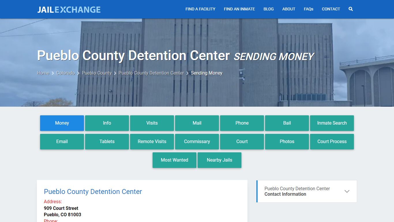 Send Money to Inmate - Pueblo County Detention Center, CO - Jail Exchange